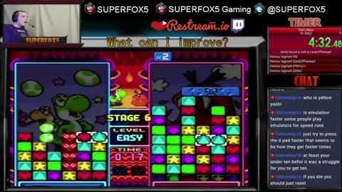 Tetris Attack - Vs. Easy - Speed Run Personal Best - 9:01.53 - SUPERFOX5 Gaming Stream