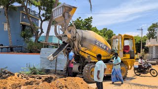 Ajax Agro 4000 Concrete Mixing Machine in Action | Village Side Pipeline Construction Work