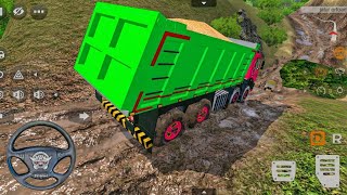 Heavy 12 Wheels 6x6 Powerful Truck Overload Sand Transport in OFF ROAD Muddy BUS SIMULATOR INDONESIA screenshot 3