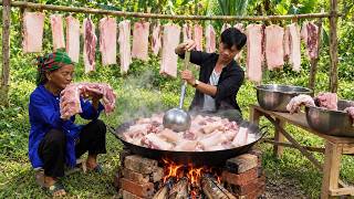 Giant Pan of Pork & Homemade Lard | Traditional Wood-Fired Cooking with Grandma