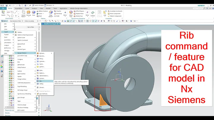 How to use Rib command  in Nx Siemens | CAD Command | feature in unigraphics