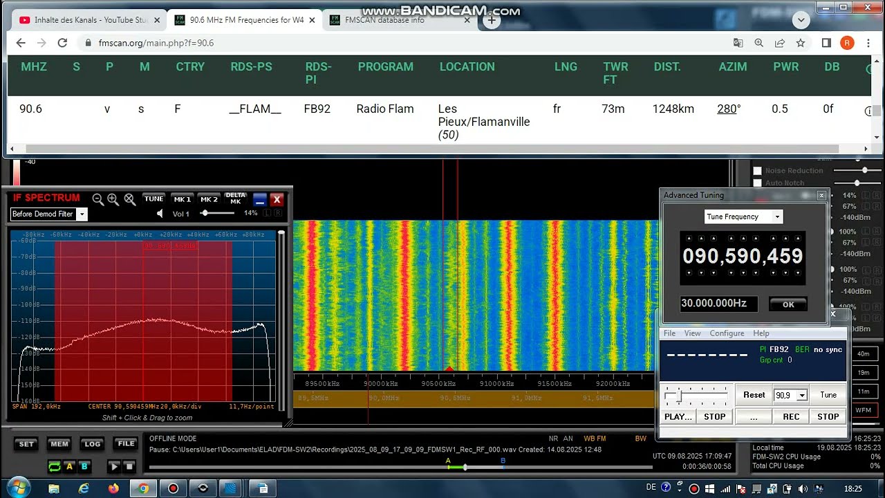 FM DX Es - 090825 - 1710UTC - 90.6 Radio Flam (F) Les Pieux/Flamanville (50) 0.5kW! 1248km