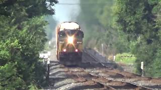 Two CSX AC44CWs Haul 160 Car Autorack/Intermodal Train - 8/19/18