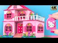 DIY Miniature Cardboard House ❤️ Build Amazing Two Floor Carton House Have Four Pink Room For Kitten