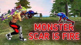 NEW MONSTER SCAR IS OP🔥!!! || SOLO VS SQUAD || FIRST EVER GAMEPLAY WIT NEW LEGENDARY SCAR|| ALPHA FF