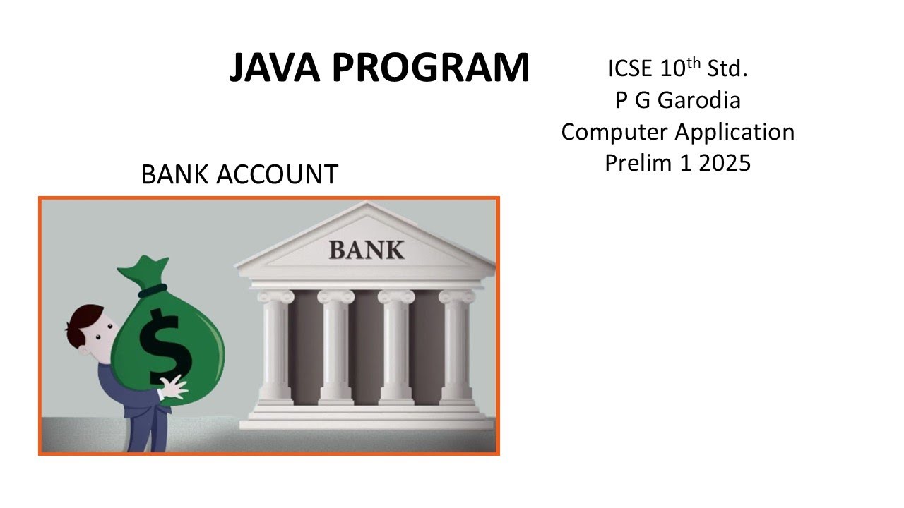 Java Program for Bank Account ICSE 10th Std - YouTube