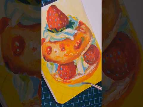 Dessert drawing.𐙚 Paint with me Gouache painting painting dessert art
