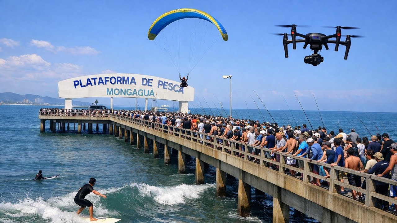 Maikdrones na plataforma de pesca de Mongaguá litoral sul sp 28/1/26🏖️🙏🏻❣️😎💕☀️