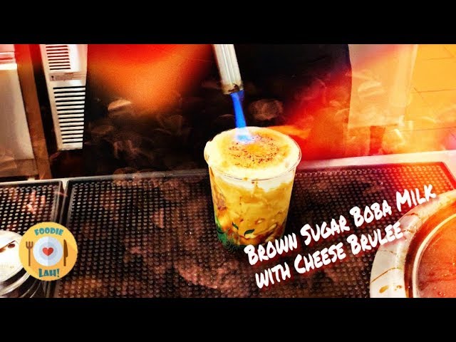 Brown Sugar Boba Milk Tea With Cheese Brulee Made With A Torch Youtube