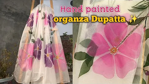 Handpainting organza dupatta ✨️ //how to paint dupatta #handpainting