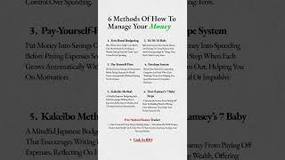 6 Methods of How To Manage Your Money ↓ Free Money Tracker in Bio . #money #finance #shorts #reels