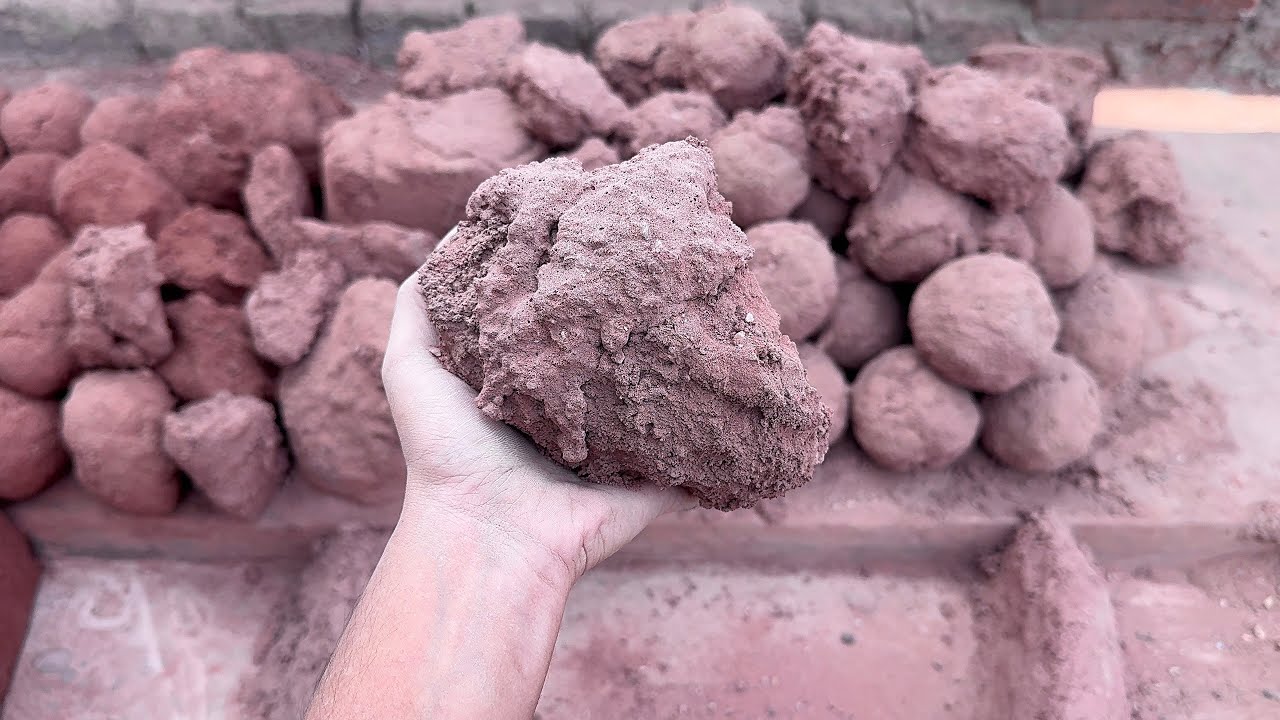 New crumbling video of red dirt with white stone dry floor &water claypot crumbling 🔥satisfying 🥰