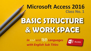 Basic Structure/Workspace of Access 2016 اردو / हिंदी Access Database Learning Class 1