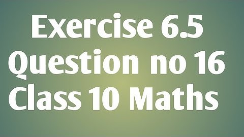 Exercise 6.5 Question No.16 Chapter 6 Class 10 Maths NCERT Triangles