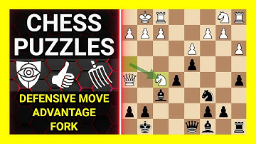 Chess Puzzles to Practice. Themes: Defensive move, Advantage, Fork. Learn Chess