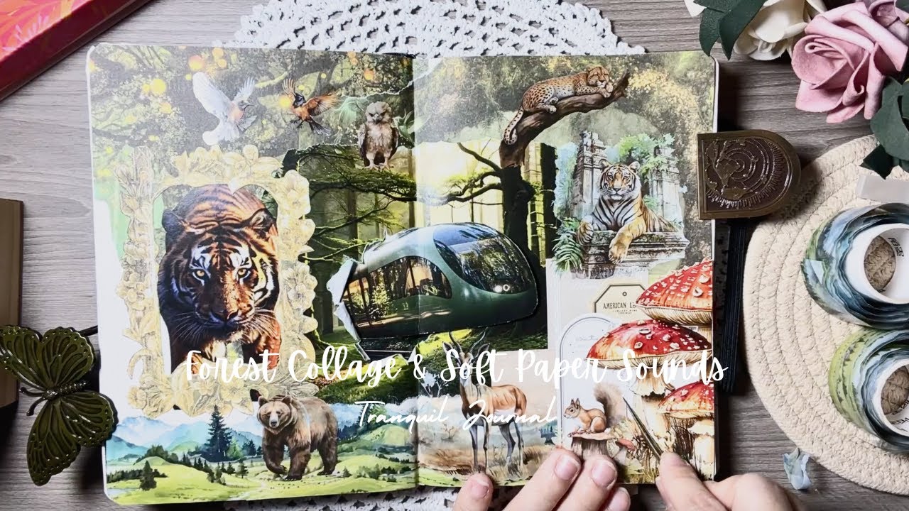 ASMR Journal with Me 🌲 | Forest Collage & Soft Paper Sounds