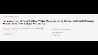 A Comparison of Land Surface Water Mapping Using the Normalized Difference Water Inde... | RTCL.TV