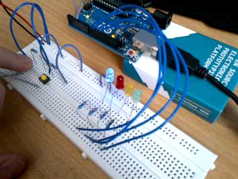 Arduino 4 Bits led counter (add/subtract) - YouTube