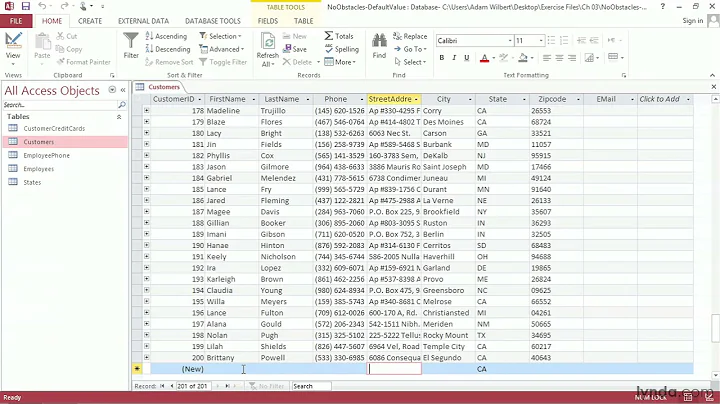 Access Tutorial - Setting the default value