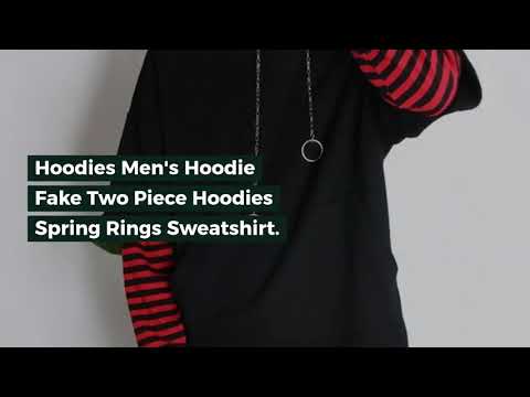 Hoodies Men's Hoodie Fake Two Piece Hoodies Spring Rings Sweatshirt Harajuku Women/Men Hip Hop