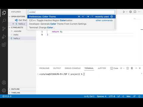 How to change color theme or background in Visual Studio Code