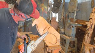 Voices you ask? What voices? Chainsaw carving.