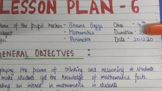 Maths Lesson plan on Perimeter for D el ed (Class 1 to 5)