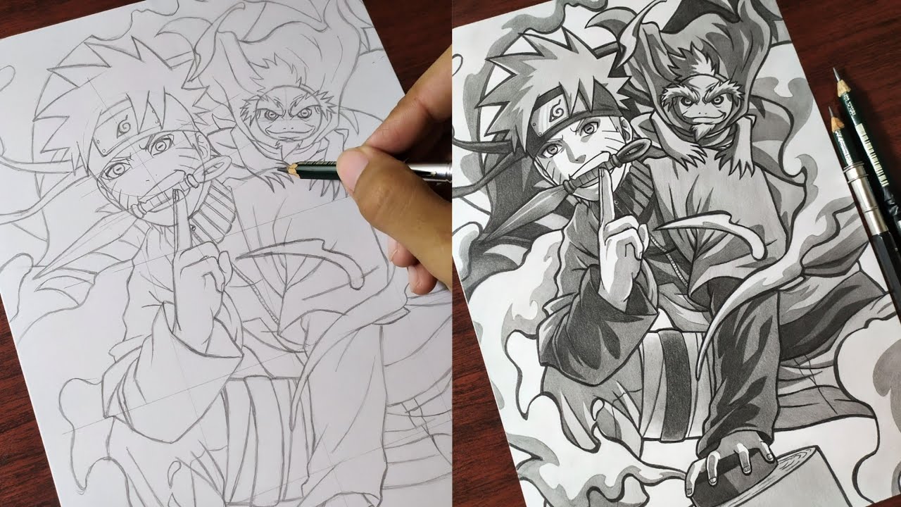 How to Draw "Naruto (Sage Mode) With Fukasaku" | Step by Step (Tutorial) - Anime Drawing