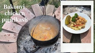 Open fire cooking - authentic Hungarian chicken bogracs recipe - bakonyi paprikas csirke bogracsban