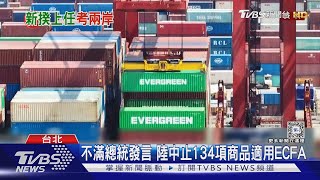 不滿總統發言 大陸中止134項商品適用ECFA 陸委會強烈抗議|TVBS新聞 @TVBSNEWS01