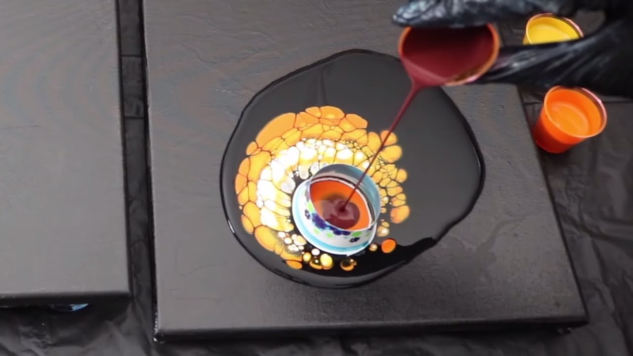 High Flow | OPEN CUP POUR | Acrylic Pour with CELLS - YouTube