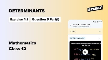 Mathematics Part I| NCERT| Determinants |Class 12| Exercise4.1| Question 5 Part(i)