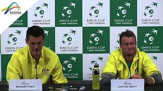 Celebrity Bernard Tomic & Lleyton Hewitt press conference - Day 1 | Davis Cup 2016 Profile