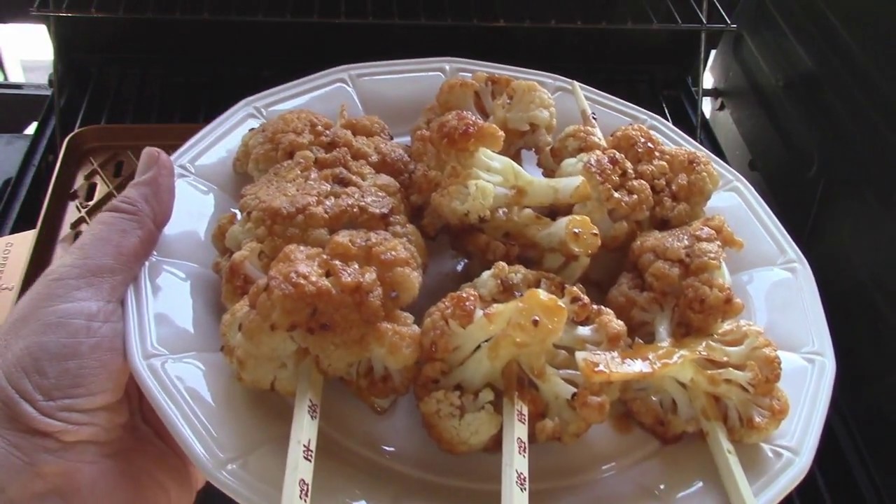 Grilled Cauliflower Kabobs on Copper Chef BBQ Grill Pan YouTube