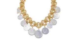 Bellezza Multi Lira Coin Bronze 18 Dangle Necklace