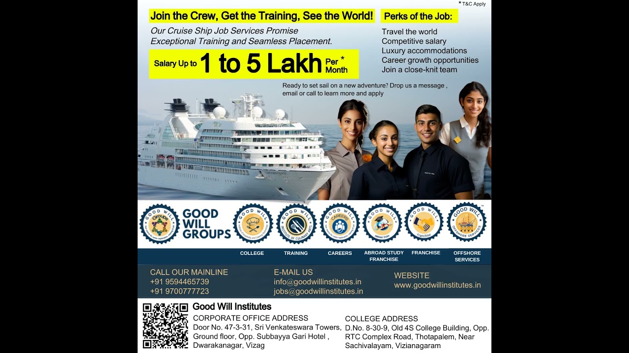 Our Cruise Ship Job Services Offer Training and Placement Opportunities. 