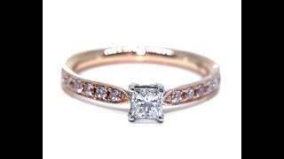 18Ct Rose Gold Princess Diamond Engagement Ring 0.46Ct