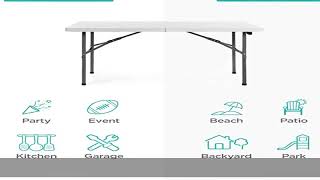 Best Choice Products 4ft Indoor Outdoor Heavy Duty Portable Folding Plastic Dining Table w/Handle,