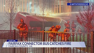 Fairfax Connector bus catches fire after crashing into parking garage