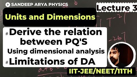 Derive the relation between various physical quantities | Limitations of dimensional analysis |