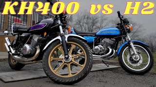 KAWASAKI H2 750 vs KH400  TRIPLE 2 STROKE!!