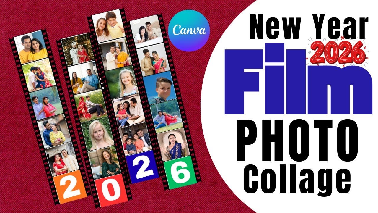 How To Make Viral New Year 2026 Film Photo Frame Collage, Easy Tutorial In CANVA, Photo Manipulation