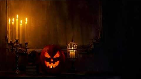 Halloween Jack-O-Lantern In A Victorian Setting Ambience 4K