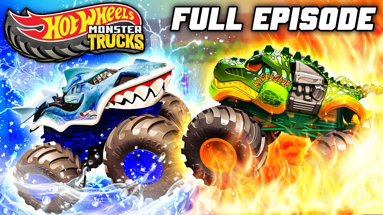 ⁣Water 🌊 vs. Fire🔥! | Hot Wheels Monster Trucks Camp Crush | Episode 3