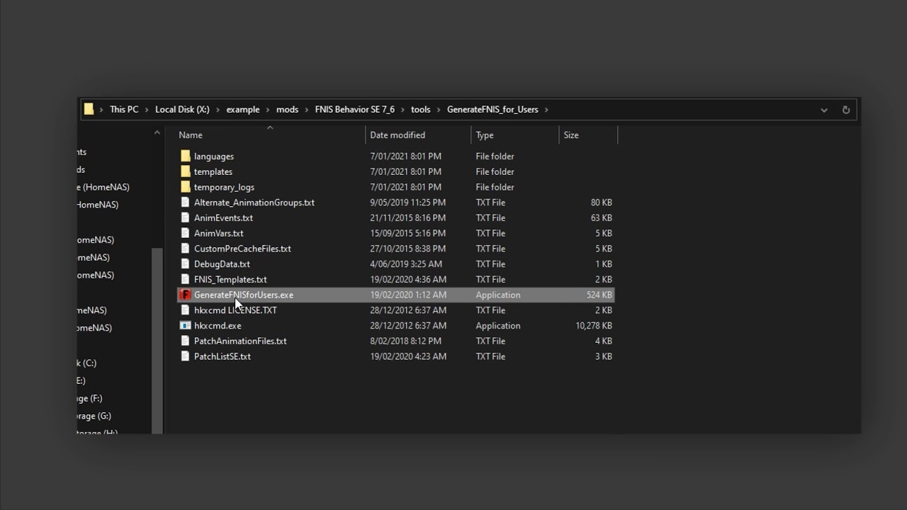 Installation Guide FNIS / GenerateFNISforUsers.exe at Skyrim Nexus