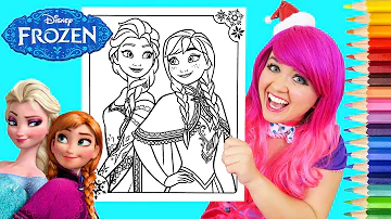 Coloring Frozen Elsa & Anna Coloring Book Page Prismacolor Colored Pencils | KiMMi THE CLOWN