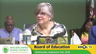 Full OUSD board meeting 9-9-2026 Update