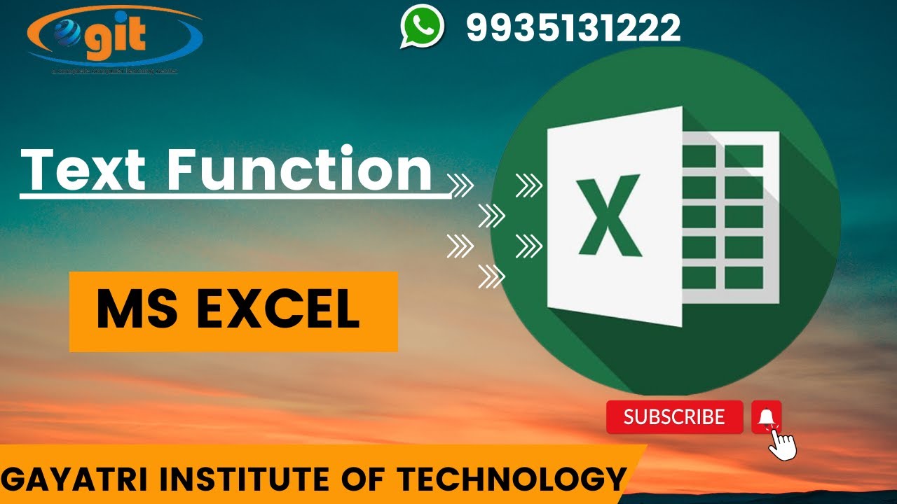 Text function in ms excel git education youtube