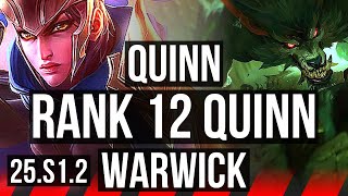 QUINN vs WARWICK (TOP) | 1500+ games, Rank 12 Quinn | KR Master | 25.S1.2
