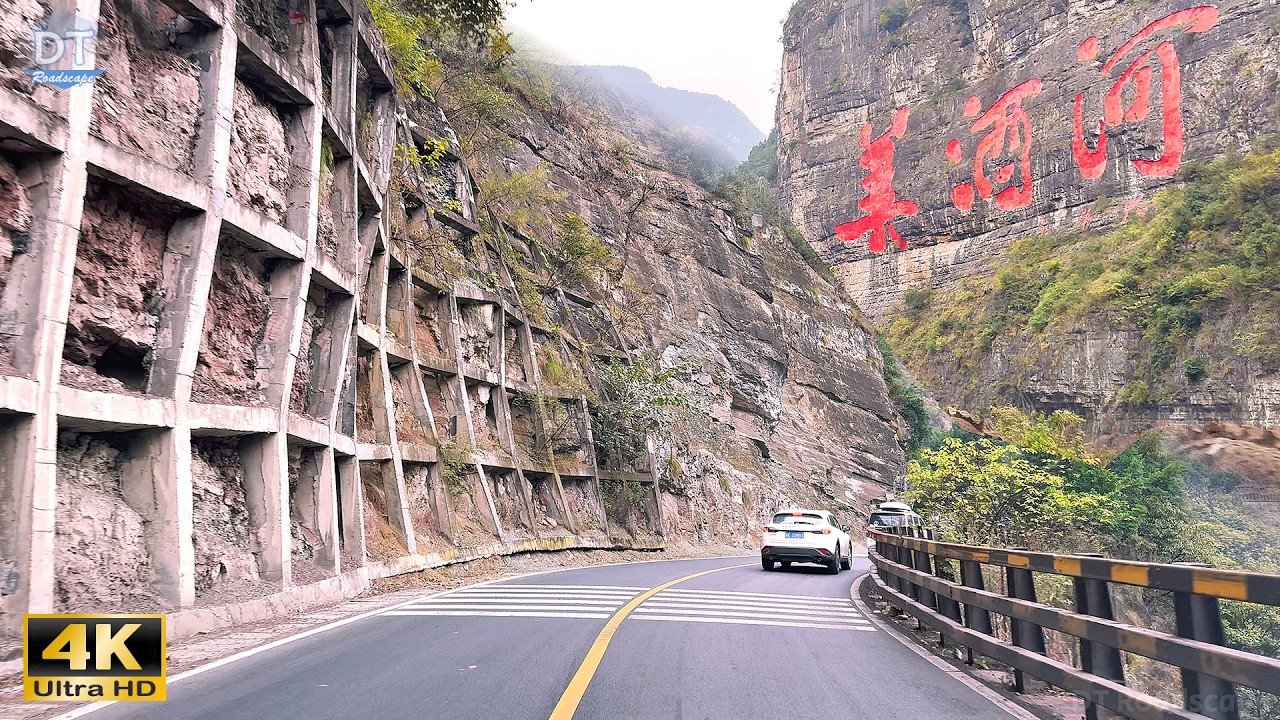 Driving Through Chishui River Valley 4K HDR | Stunning Cliff Carvings Appear Out of Nowhere